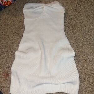 White Strapless beach coverup